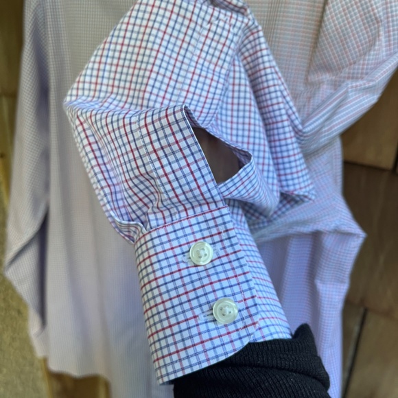 Charles Tyrwhitt Mens Classic Fit Button Down Checkered Dress Shirt 18/38 Tall - Picture 5 of 12